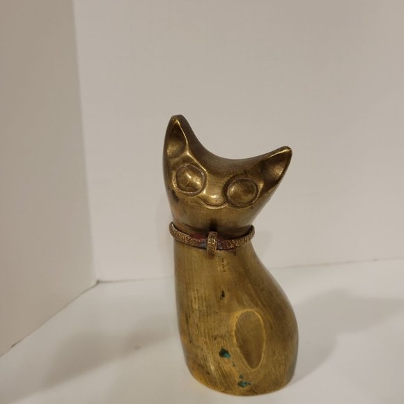 Vintage Set of 3 Whimsical Hollow MCM Brass Cat Figurines Statues - Picture 7 of 9